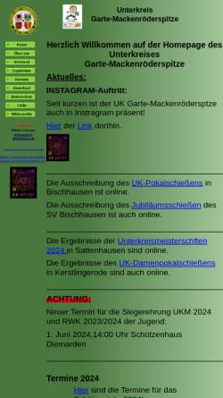 Vorschau der mobilen Webseite ukgarte-msp.de, Unterkreis Garte-Mackenröderspitze im Kreisschützenverband Göttingen