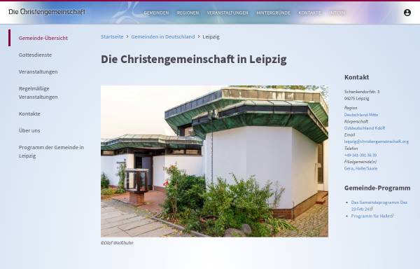 Vorschau von www.christengemeinschaft.org, Die Christengemeinschaft, Gemeinde in Leipzig