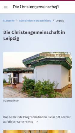 Vorschau der mobilen Webseite www.christengemeinschaft.org, Die Christengemeinschaft, Gemeinde in Leipzig