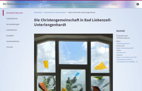 Vorschau von www.christengemeinschaft.org, Die Christengemeinschaft, Gemeinde in Unterlengenhardt
