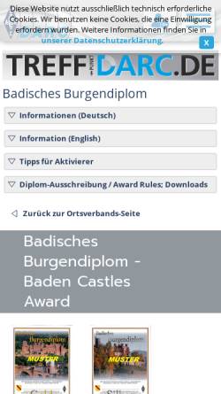 Vorschau der mobilen Webseite www.darc.de, Badisches Burgendiplom