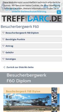 Vorschau der mobilen Webseite www.darc.de, Besucherbergwerk F60