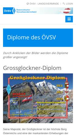 Vorschau der mobilen Webseite www.oevsv.at, Diplomprogramm des ÖVSV