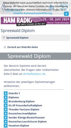 Vorschau der mobilen Webseite www.darc.de, Spreewald-Diplom