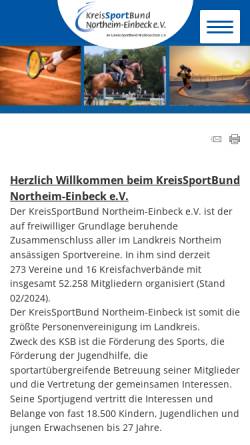 Vorschau der mobilen Webseite ksbnortheim-einbeck.de, Kreissportbund Northeim-Einbeck e.V.