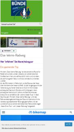 Vorschau der mobilen Webseite www.else-werre-radweg.de, Fernradwege durch Bünde