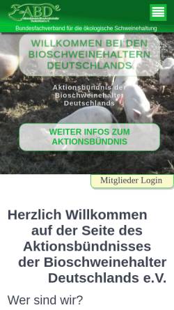 Vorschau der mobilen Webseite www.bioschweine-deutschland.de, Aktionsbündnis der Bioschweinehalter Deutschlands e.V.