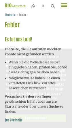 Vorschau der mobilen Webseite www.bioaktuell.ch, Biorindviehzucht für die biologische Landwirtschaft in der Schweiz