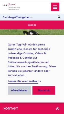 Vorschau der mobilen Webseite www.tierzuchtfonds.de, Tierzuchtfonds