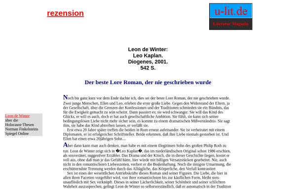 Vorschau von www.u-lit.de, Leon de Winter: Leo Kaplan