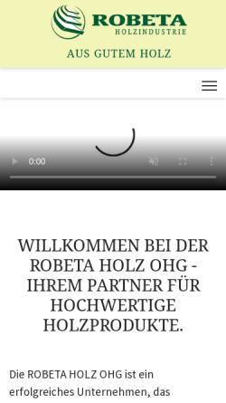 Vorschau der mobilen Webseite www.robeta.de, Robeta Holz GbR