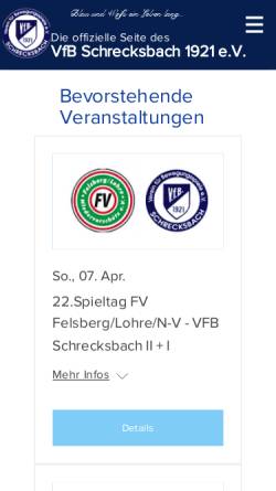 Vorschau der mobilen Webseite www.vfb-schrecksbach.de, VfB Schrecksbach 1921 e.V.