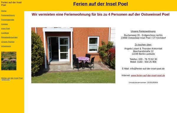 Vorschau von www.ferien-auf-der-insel-poel.de, Ferienwohnung Losert & Kokorniak, Kirchdorf