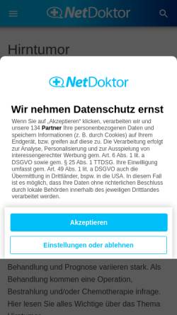 Vorschau der mobilen Webseite www.netdoktor.de, Gehirntumore (netdoktor.de)