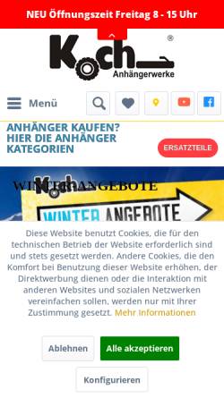 Vorschau der mobilen Webseite www.kochanhaengerwerke.de, Koch Anhängerwerke GmbH & Co. KG