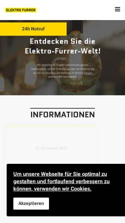 Vorschau der mobilen Webseite www.elektrofurrer.ch, Furrer, Elektrogeschäft, Lungern
