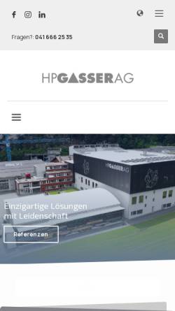 Vorschau der mobilen Webseite hpgasser.ch, HP Gasser AG, Zimmerei, Lungern