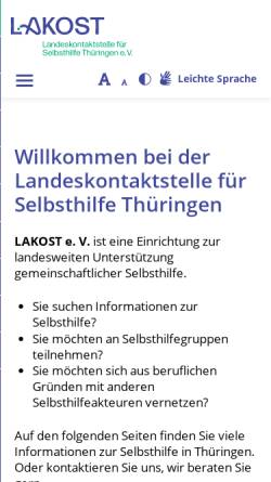 Vorschau der mobilen Webseite www.selbsthilfe-thueringen.de, Selbsthilfe in Thüringen