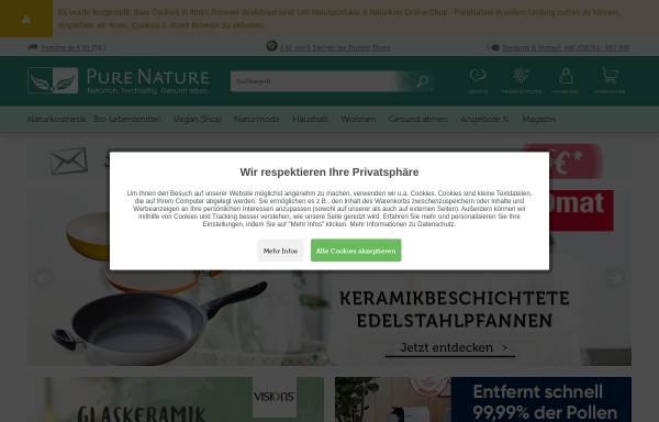 Vorschau von www.purenature.de, Pure Nature Products Versand GmbH