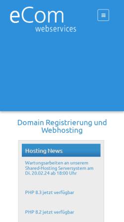 Vorschau der mobilen Webseite www.ecom-hosting.de, eCom Webservices
