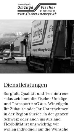 Vorschau der mobilen Webseite www.fischerumzuege.ch, Fischer Umzüge und Transporte