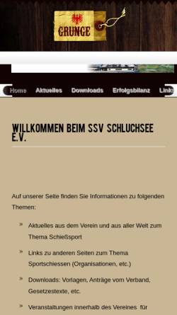 Vorschau der mobilen Webseite www.ssv-schluchsee.de, Sportschützenverein Schluchsee e.V.