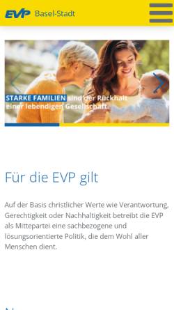Vorschau der mobilen Webseite www.evp-bs.ch, Evangelische Volkspartei Basel-Stadt - EVP