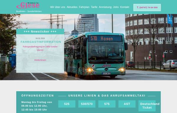 Vorschau von www.giese-bus.de, Omnibusbetrieb W. Giese Nachf.