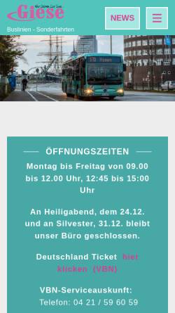 Vorschau der mobilen Webseite www.giese-bus.de, Omnibusbetrieb W. Giese Nachf.