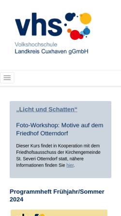 Vorschau der mobilen Webseite www.vhs-lk-cux.de, Volkshochschule im Landkreis Cuxhaven e.V.