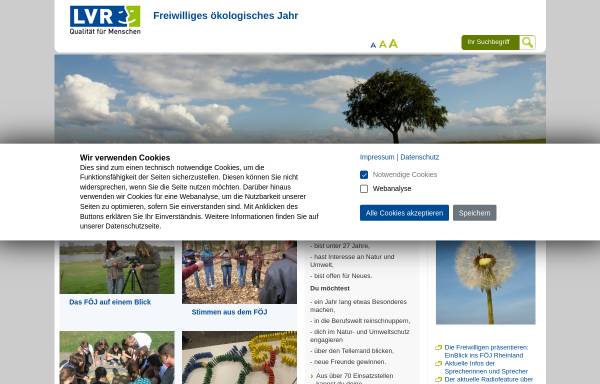 Vorschau von www.foej.lvr.de, Landschaftsverband Rheinland (LVR), Freiwilliges ökologisches Jahr