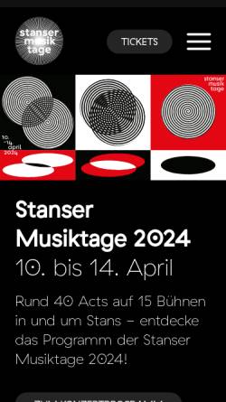 Vorschau der mobilen Webseite www.stansermusiktage.ch, Stanser Musiktage, Alljährliches Musikfestival