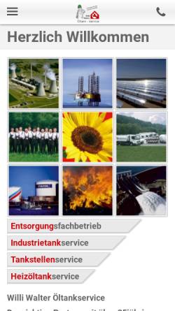 Vorschau der mobilen Webseite www.tankreinigung-walter.de, Willi Walter Öltank-Service GmbH