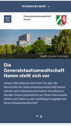 Vorschau der mobilen Webseite www.gsta-hamm.nrw.de, Generalstaatsanwaltschaft Hamm