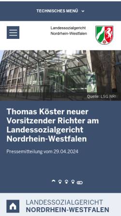 Vorschau der mobilen Webseite www.lsg.nrw.de, Landessozialgericht Nordrhein-Westfalen