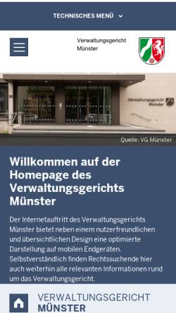 Vorschau der mobilen Webseite www.vg-muenster.nrw.de, Verwaltungsgericht Münster