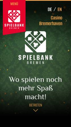Vorschau der mobilen Webseite www.casino-bremen.de, Casinos Bremen