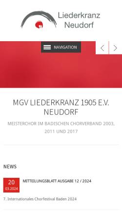 Vorschau der mobilen Webseite www.mgv-liederkranz-neudorf.de, MGV Liederkranz 1905 e.V. Neudorf