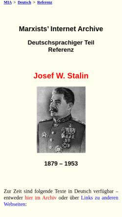 Vorschau der mobilen Webseite marxists.org, MIA - Deutsch: Josef Wissarionowitsch Stalin