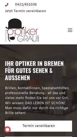 Vorschau der mobilen Webseite optiker-grau.de, Optiker Grau