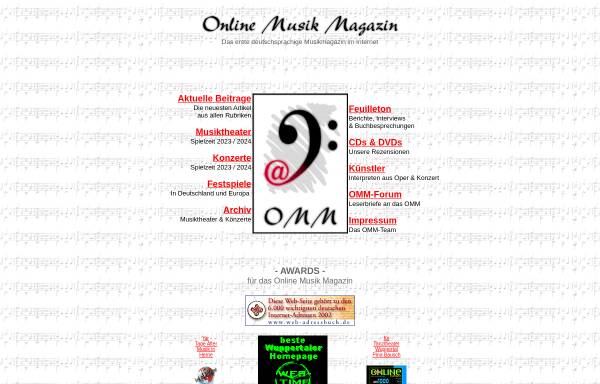 Vorschau von www.omm.de, Online Musik Magazin