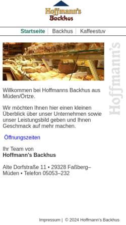 Vorschau der mobilen Webseite www.hoffmanns-backhus.de, Hoffmanns Backhus