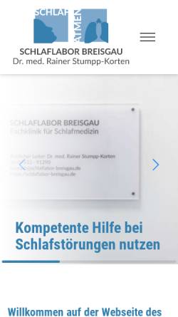 Vorschau der mobilen Webseite www.schlaflabor-breisgau.de, Schlaflabor Breisgau