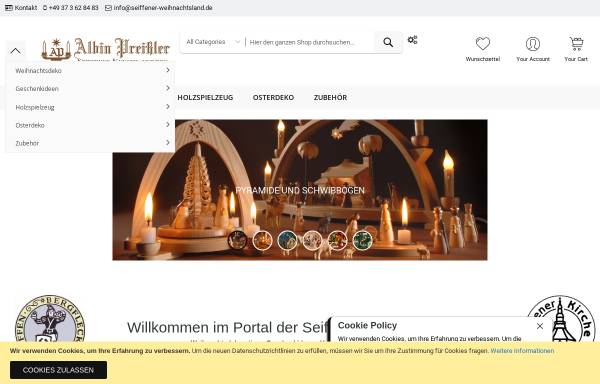 Vorschau von www.seiffener-weihnachtsland.de, Albin Preißler - Seiffener Kunsthandwerk