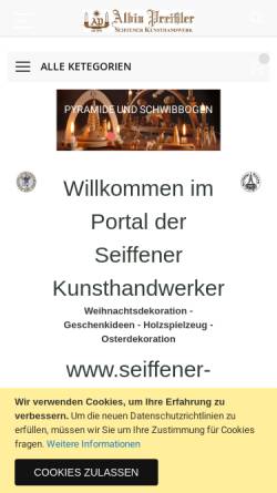 Vorschau der mobilen Webseite www.seiffener-weihnachtsland.de, Albin Preißler - Seiffener Kunsthandwerk
