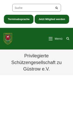 Vorschau der mobilen Webseite www.schiessplatz.de, Privilegierte Schützengesellschaft zu Güstrow e.V.