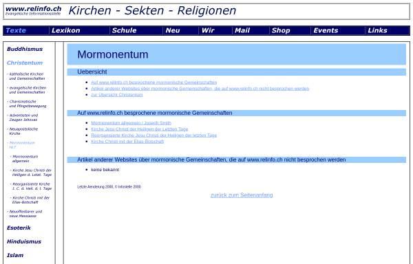 Vorschau von www.relinfo.ch, Relinfo - Mormonentum