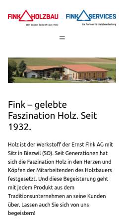 Vorschau der mobilen Webseite www.fink-holzbau.ch, Fink Holzbau