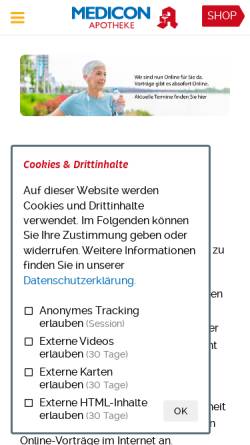 Vorschau der mobilen Webseite www.medicon-gesundhaus.de, Medicon Gesundhaus e. V.