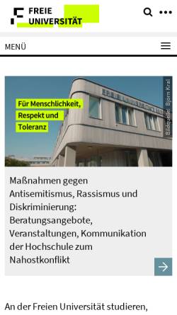 Vorschau der mobilen Webseite www.fu-berlin.de, Freie Universität Berlin
